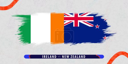 Illustration for Ireland vs New Zealand, international rugby quarter final match illustration in brushstroke style. Abstract grungy icon for rugby match. Vector illustration on abstract background. - Royalty Free Image