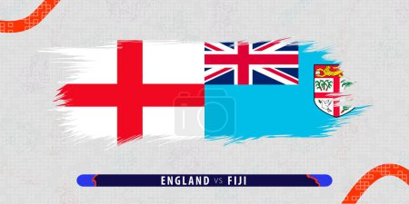 Illustration for England vs Fiji, international rugby quarter final match illustration in brushstroke style. Abstract grungy icon for rugby match. Vector illustration on abstract background. - Royalty Free Image
