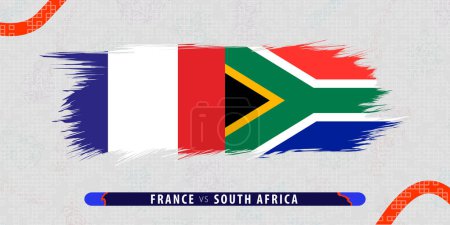 Illustration for France vs South Africa, international rugby quarter final match illustration in brushstroke style. Abstract grungy icon for rugby match. Vector illustration on abstract background. - Royalty Free Image