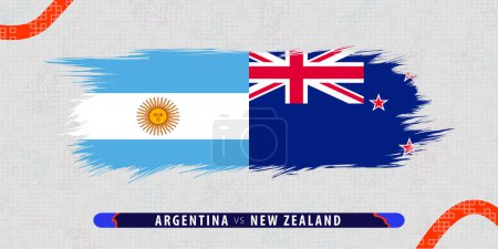 Illustration for Argentina vs New Zealand, international rugby semi final match illustration in brushstroke style. Abstract grungy icon for rugby match. Vector illustration on abstract background. - Royalty Free Image