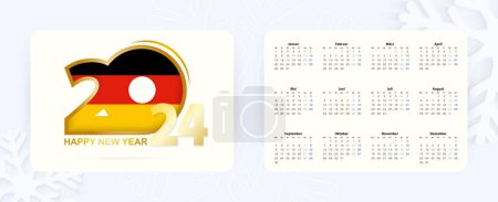 Ilustración de Horizontal Pocket Calendar 2024 en alemán. Año Nuevo 2024 icono con la bandera de Alemania. - Imagen libre de derechos