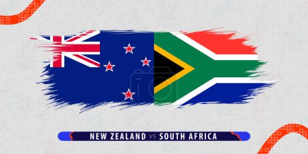 Illustration for New Zealand vs South Africa, international rugby final match illustration in brushstroke style. Abstract grungy icon for rugby match. Vector illustration on abstract background. - Royalty Free Image