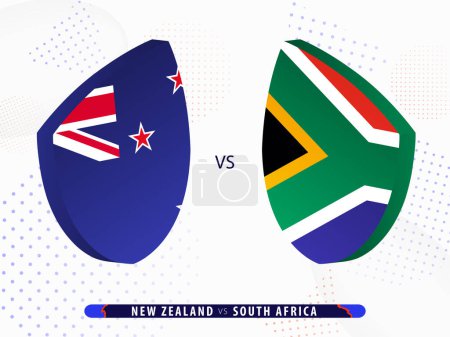 Illustration for New Zealand vs South Africa final rugby match, international rugby competition 2023. Template for world tournament. - Royalty Free Image