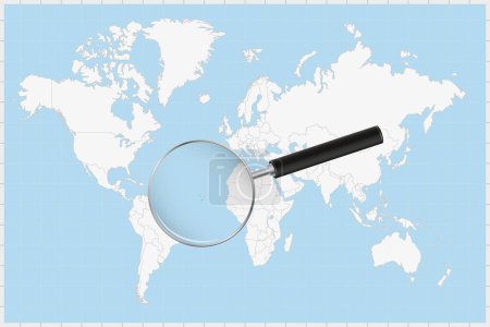 Illustration for Magnifying glass showing a map of Cape Verde on a world map. - Royalty Free Image