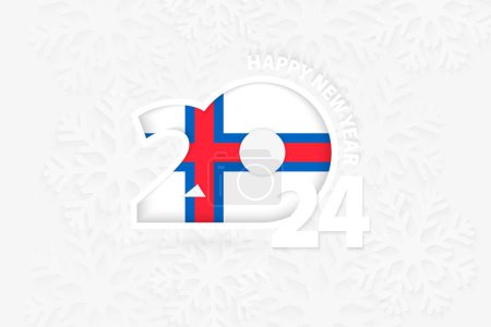 Illustration for New Year 2024 for Faroe Islands on snowflake background. - Royalty Free Image