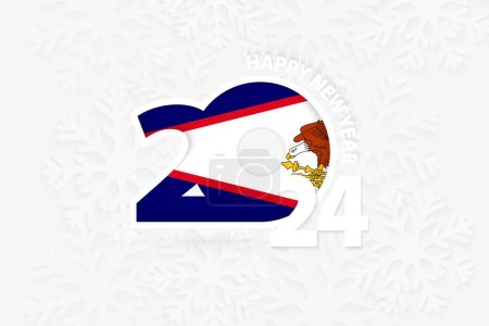 Ilustración de Año Nuevo 2024 para Samoa Americana sobre fondo de copo de nieve. - Imagen libre de derechos