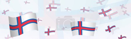 Illustration for Faroe Islands flag-themed abstract design on a banner. Abstract background design with National flags. - Royalty Free Image