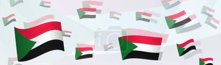 Ilustración de Sudán diseño abstracto temático de la bandera en una pancarta. Diseño de fondo abstracto con banderas nacionales. - Imagen libre de derechos