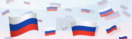 Illustration for Russia flag-themed abstract design on a banner. Abstract background design with National flags. - Royalty Free Image