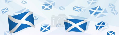Illustration for Scotland flag-themed abstract design on a banner. Abstract background design with National flags. - Royalty Free Image