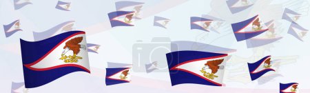 Ilustración de Diseño abstracto temático de la bandera de Samoa Americana en una pancarta. Diseño de fondo abstracto con banderas nacionales. - Imagen libre de derechos