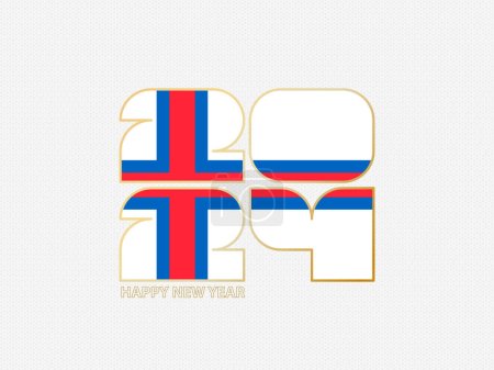 Ilustración de Números abstractos 2024 con bandera de Islas Feroe. - Imagen libre de derechos
