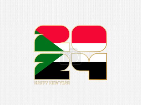 Ilustración de Números abstractos 2024 con bandera de Sudán. - Imagen libre de derechos