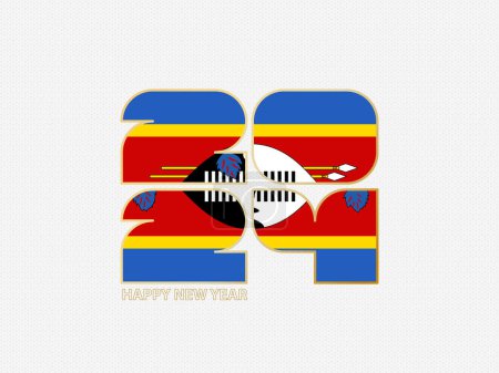 Illustration for Abstract numbers 2024 with flag of Swaziland. - Royalty Free Image