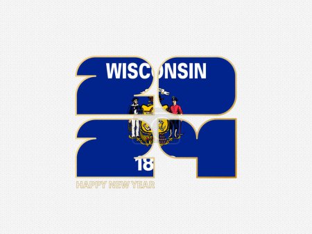 Ilustración de Números abstractos 2024 con la bandera de Wisconsin. - Imagen libre de derechos