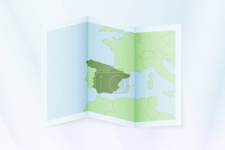 Ilustración de Mapa de España, papel plegado con mapa de España. - Imagen libre de derechos