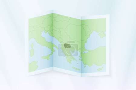 Téléchargez les illustrations : Carte de Macédoine du Nord, papier plié avec la carte de Macédoine du Nord. - en licence libre de droit