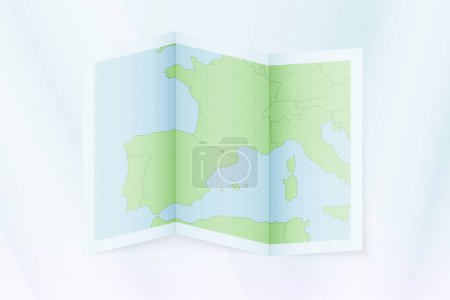 Illustration for Andorra map, folded paper with Andorra map. - Royalty Free Image