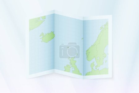 Illustration for Faroe Islands map, folded paper with Faroe Islands map. - Royalty Free Image