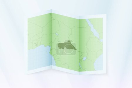 Ilustración de Mapa de República Centroafricana, papel plegado con mapa de República Centroafricana. - Imagen libre de derechos