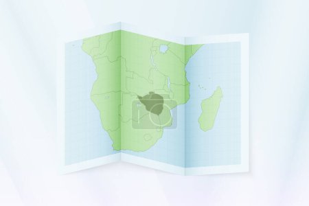 Téléchargez les illustrations : Zimbabwe carte, papier plié avec Zimbabwe carte. - en licence libre de droit