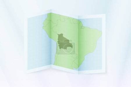 Téléchargez les illustrations : Carte de la Bolivie, papier plié avec la Bolivie. - en licence libre de droit