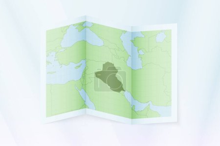 Ilustración de Mapa de Iraq, papel plegado con mapa de Iraq. - Imagen libre de derechos