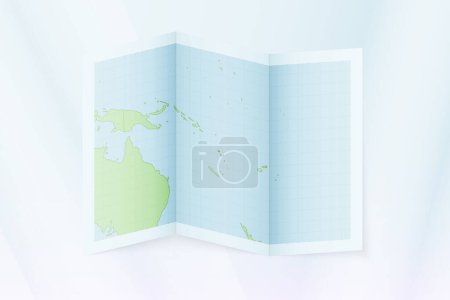 Téléchargez les illustrations : Carte de Vanuatu, papier plié avec carte de Vanuatu. - en licence libre de droit