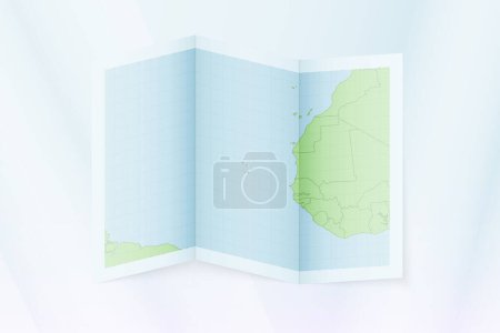 Illustration for Cape Verde map, folded paper with Cape Verde map. - Royalty Free Image