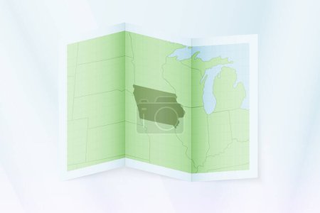Illustration for Iowa map, folded paper with Iowa map. - Royalty Free Image