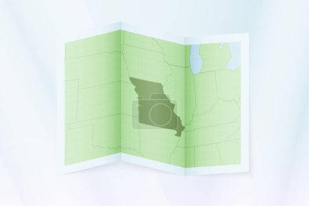 Illustration for Missouri map, folded paper with Missouri map. - Royalty Free Image
