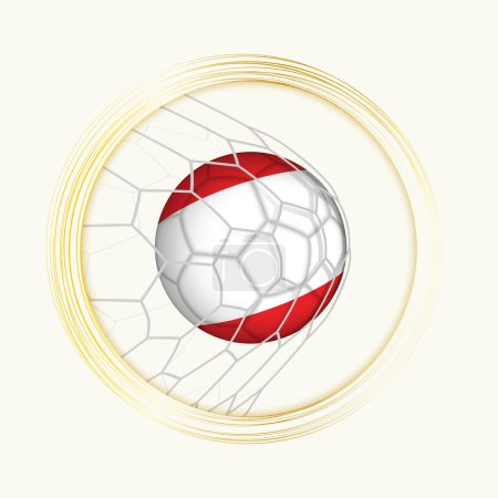 Ilustración de Austria gol de puntuación, símbolo abstracto de fútbol con ilustración de Austria pelota en la red de fútbol. - Imagen libre de derechos