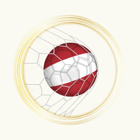 Illustration for Latvia scoring goal, abstract football symbol with illustration of Latvia ball in soccer net. - Royalty Free Image