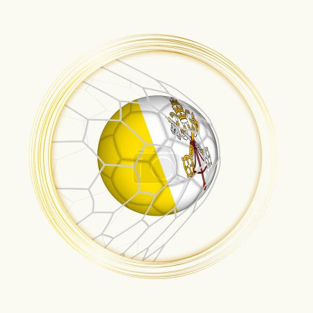 Vatikanstadt beim Toreschießen, abstraktes Fußballsymbol mit Abbildung des Balles der Vatikanstadt im Fußballnetz.
