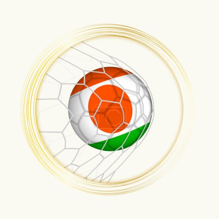 Niger scoring goal, abstract football symbol with illustration of Niger ball in soccer net.