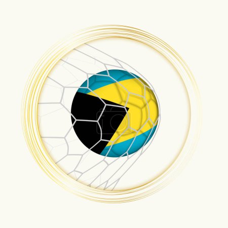The Bahamas scoring goal, abstract football symbol with illustration of The Bahamas ball in soccer net.