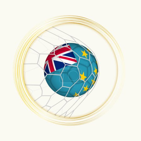 Illustration for Tuvalu scoring goal, abstract football symbol with illustration of Tuvalu ball in soccer net. - Royalty Free Image