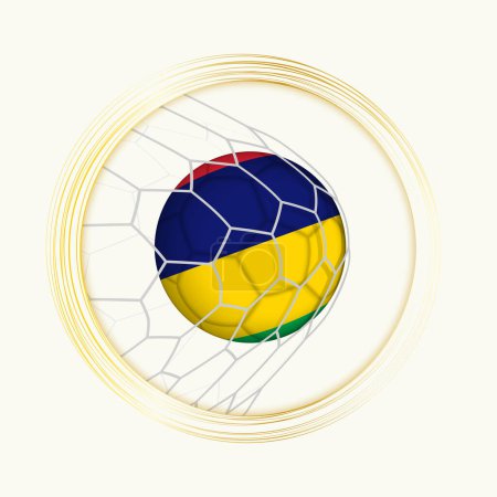 Ilustración de Mauricio anotando gol, símbolo abstracto del fútbol con ilustración del balón de Mauricio en la red de fútbol. - Imagen libre de derechos