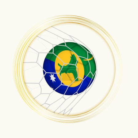 Christmas Island scoring goal, abstract football symbol with illustration of Christmas Island ball in soccer net.