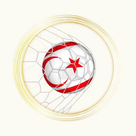 Northern Cyprus scoring goal, abstract football symbol with illustration of Northern Cyprus ball in soccer net.