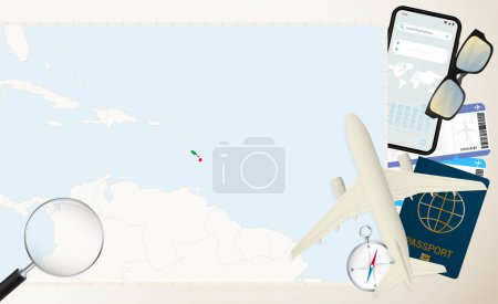Saint Kitts and Nevis map and flag, cargo plane on the detailed map of Saint Kitts and Nevis with flag.