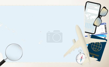 Illustration for Tuvalu map and flag, cargo plane on the detailed map of Tuvalu with flag. - Royalty Free Image