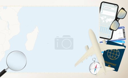 Ilustración de Mauricio mapa y bandera, avión de carga en el mapa detallado de Mauricio con bandera. - Imagen libre de derechos