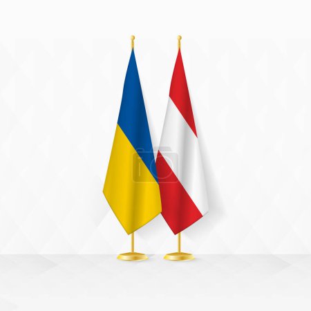 Ilustración de Banderas de Ucrania y Austria en el pabellón, ilustración de la diplomacia y otros encuentros entre Ucrania y Austria. - Imagen libre de derechos