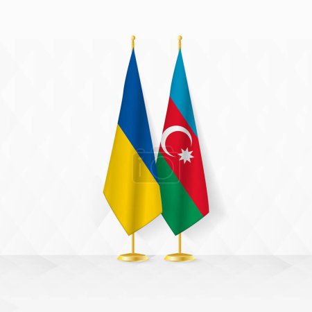 Ukraine and Azerbaijan flags on flag stand, illustration for diplomacy and other meeting between Ukraine and Azerbaijan.