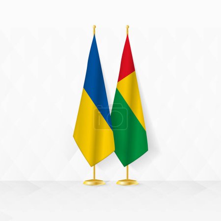 Ukraine and Guinea-Bissau flags on flag stand, illustration for diplomacy and other meeting between Ukraine and Guinea-Bissau.