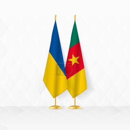 Ilustración de Banderas de Ucrania y Camerún en el stand de la bandera, ilustración para la diplomacia y otra reunión entre Ucrania y Camerún. - Imagen libre de derechos