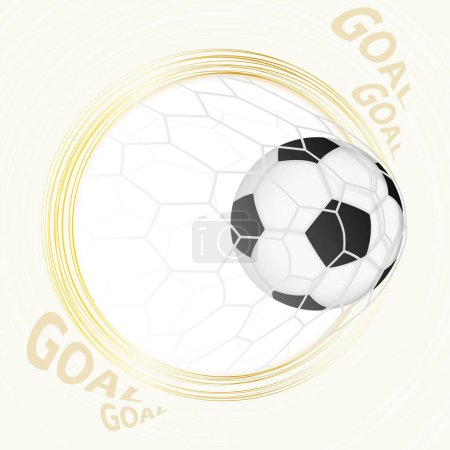 Goal vector illustration, European football ball in net, celebrating goal. Vector illustration.