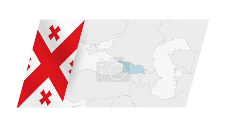 Georgienkarte im modernen Stil mit Flagge Georgiens auf der linken Seite.