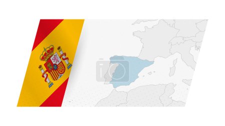 Ilustración de Mapa de España en estilo moderno con la bandera de España en el lado izquierdo. - Imagen libre de derechos